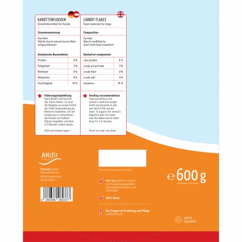 Hund B.A.R.F. Flocken Hundefutter Karottenflocke 600g 1 Stück -3- Anifit